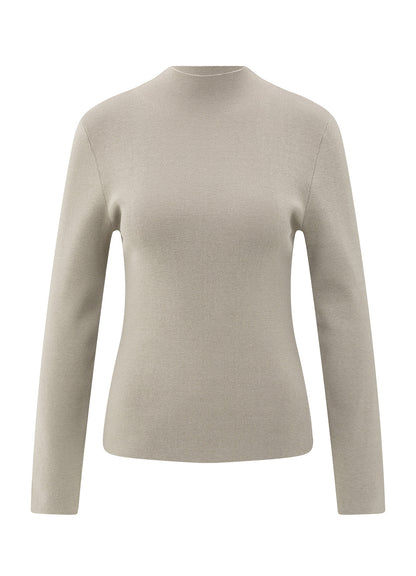 High Neckline Duo Color Sweate : Brownish Grey Dessin 990181