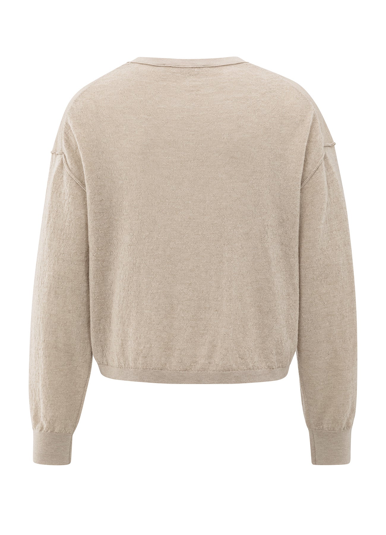 Textured Round Neck Sweater Ls : Sand Melange 99007
