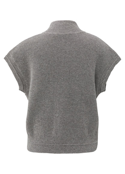 Sleeveless Cardigan With Zipper : Taupe Grey 990322