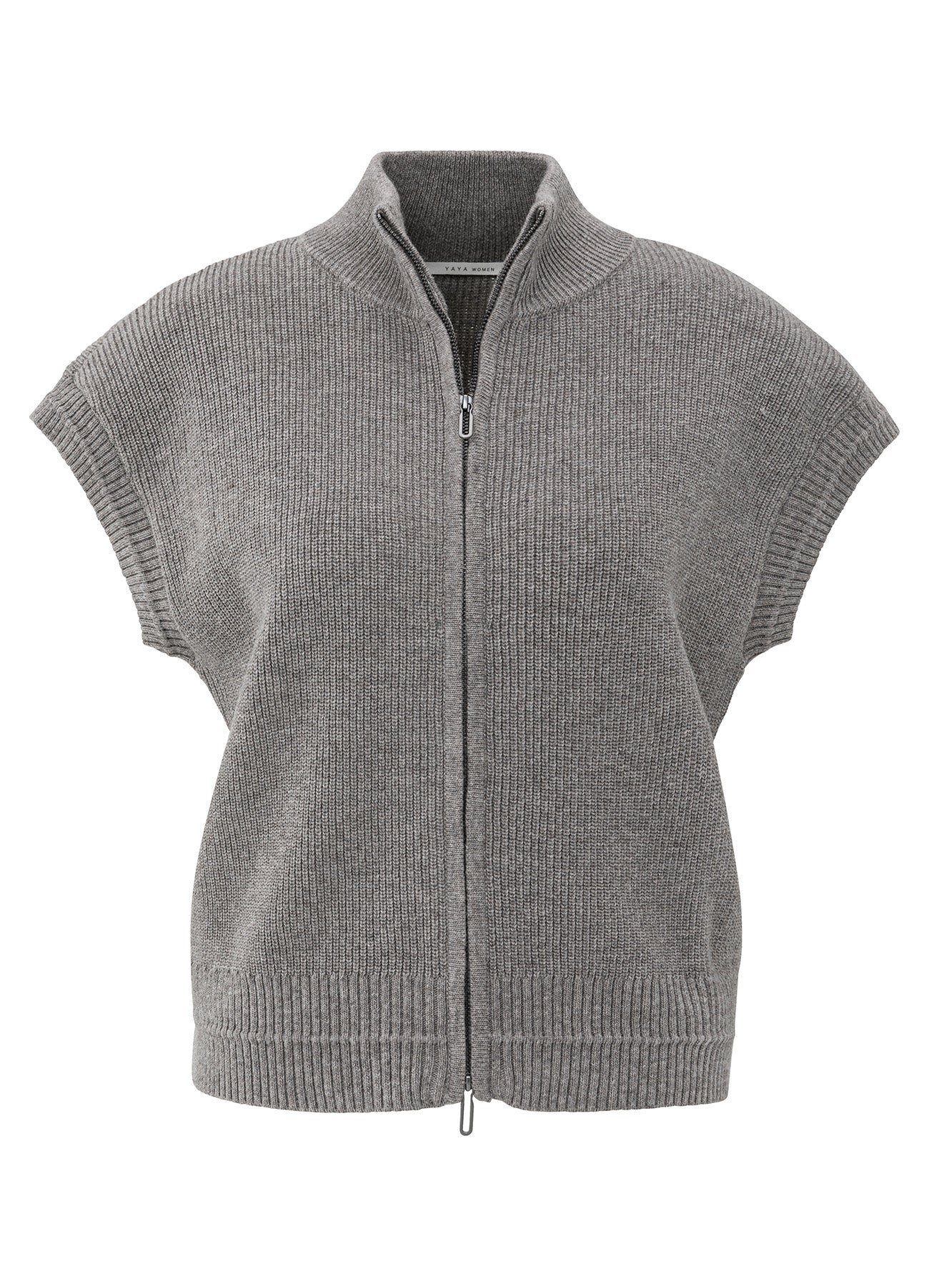 Sleeveless Cardigan With Zipper : Taupe Grey 990322