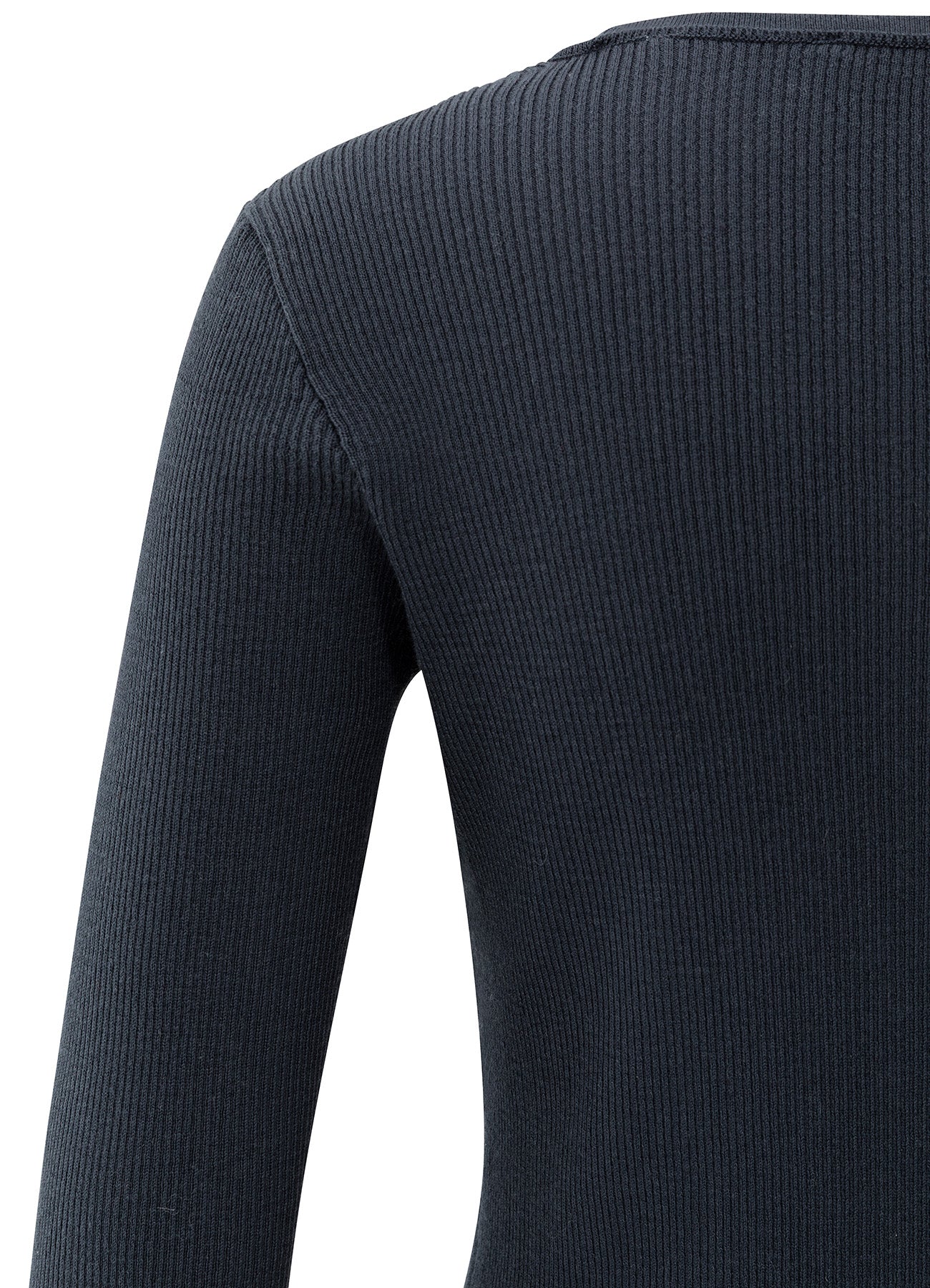 Fitted Round Neck Rib Stitch Sweater : Collegiate Blue 00001