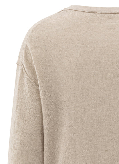 Textured Round Neck Sweater Ls : Sand Melange 99007