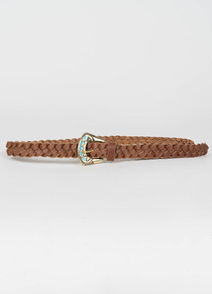 Western Braid Belt : Gold/Brown