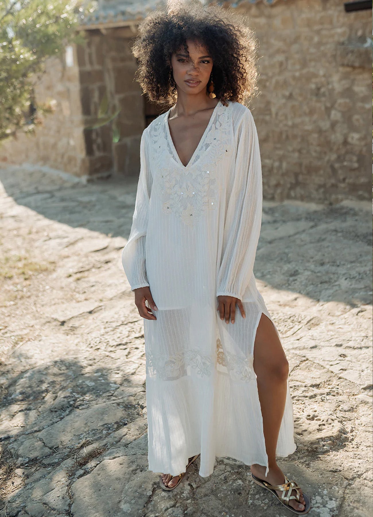 Long Dress Long Sleeves : White