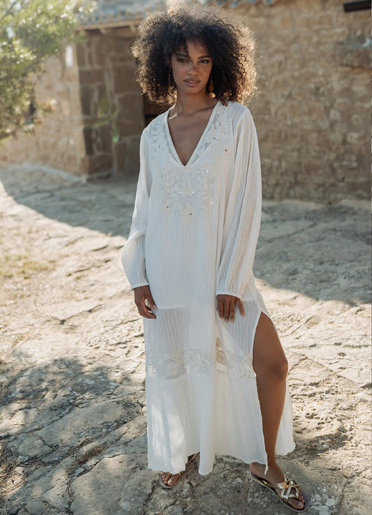 Long Dress Long Sleeves : White
