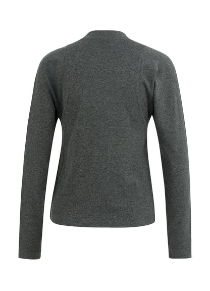 Long Sleeve Mock Neck Top : Anthracite Melange 99020