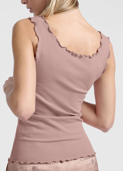 Singlet With Frilled Seams : Soft Mauve Pink 99984