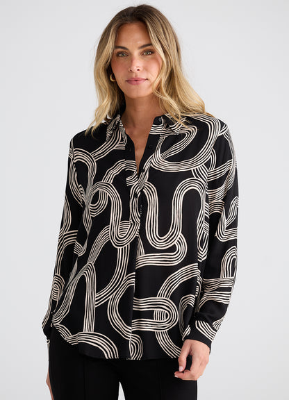 Astrid Shirt : Ink Lines Print
