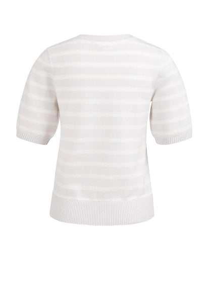 Textured Stripe Short Sleeve S : Gray Lilac Dessin 338041