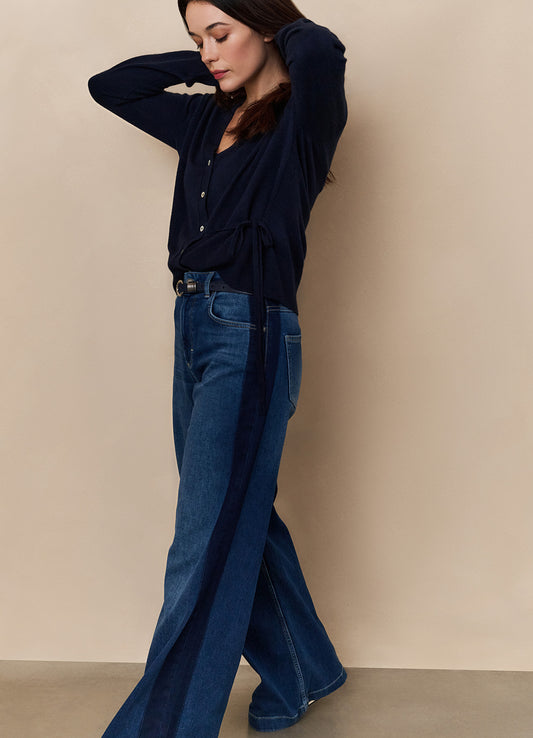 Hw Lose Fit Wide Denim W. Tape : Dark Blue Denim 99106