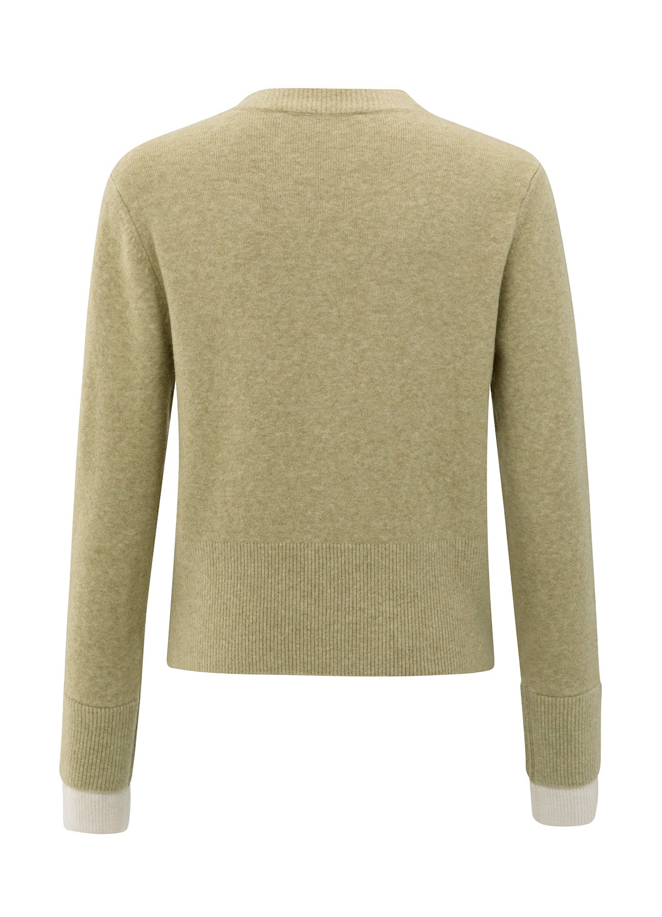 Cardigan With Contrast Details : Pale Olive Green Melange 505222