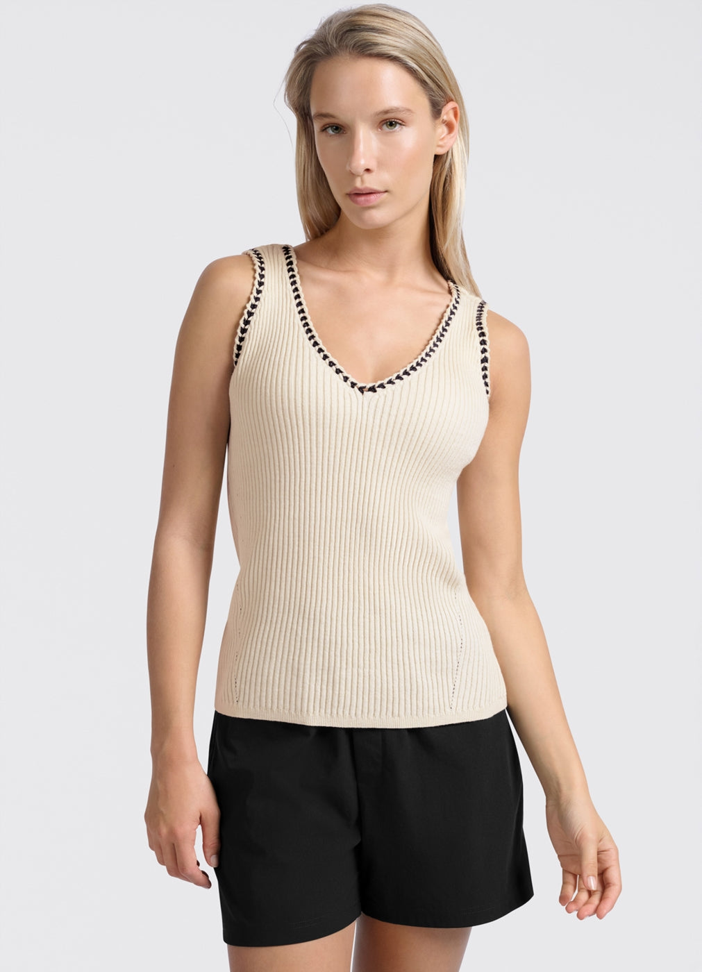 Rib Tanktop With Fun Detail At Edge : Summer Sand 20908