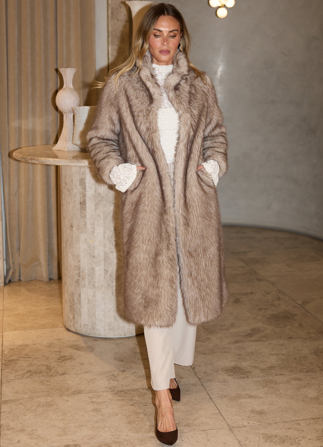 New York Coat : Taupe Fleck