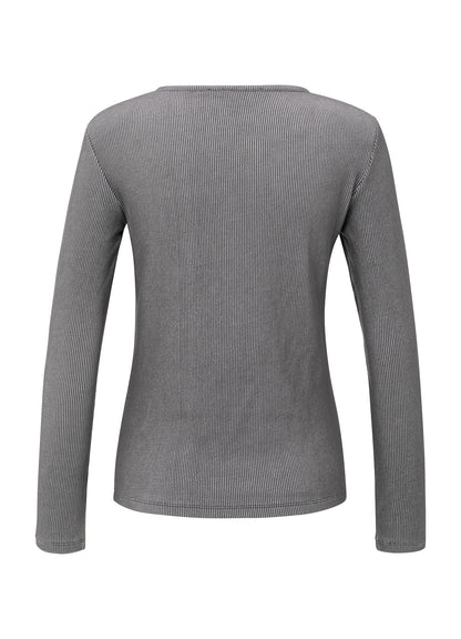 Rib Top With Shoulder Pads : Dark Night Grey Dessin