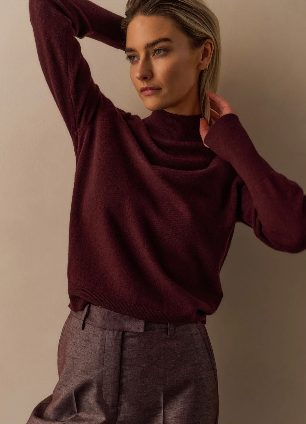 Sweater With Open Parts At Neckline : Fudge Purple 803072