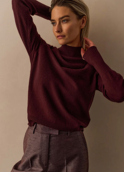 Sweater With Open Parts At Neckline : Fudge Purple 803072