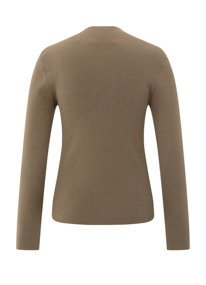 High Neckline Duo Color Sweate : Brownish Grey Dessin 990181