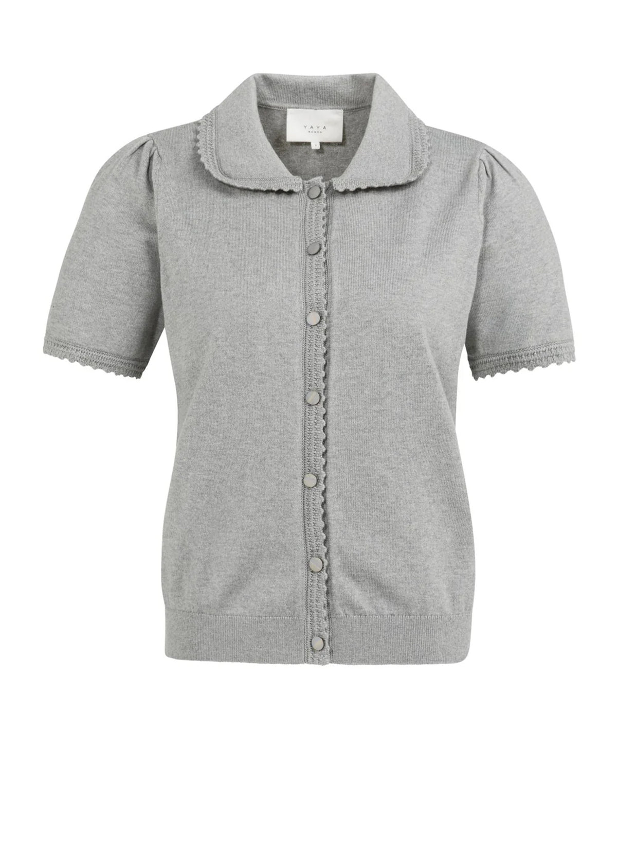 Short Sleeve Cardigan With Tex : Iron Grey Melange 990472