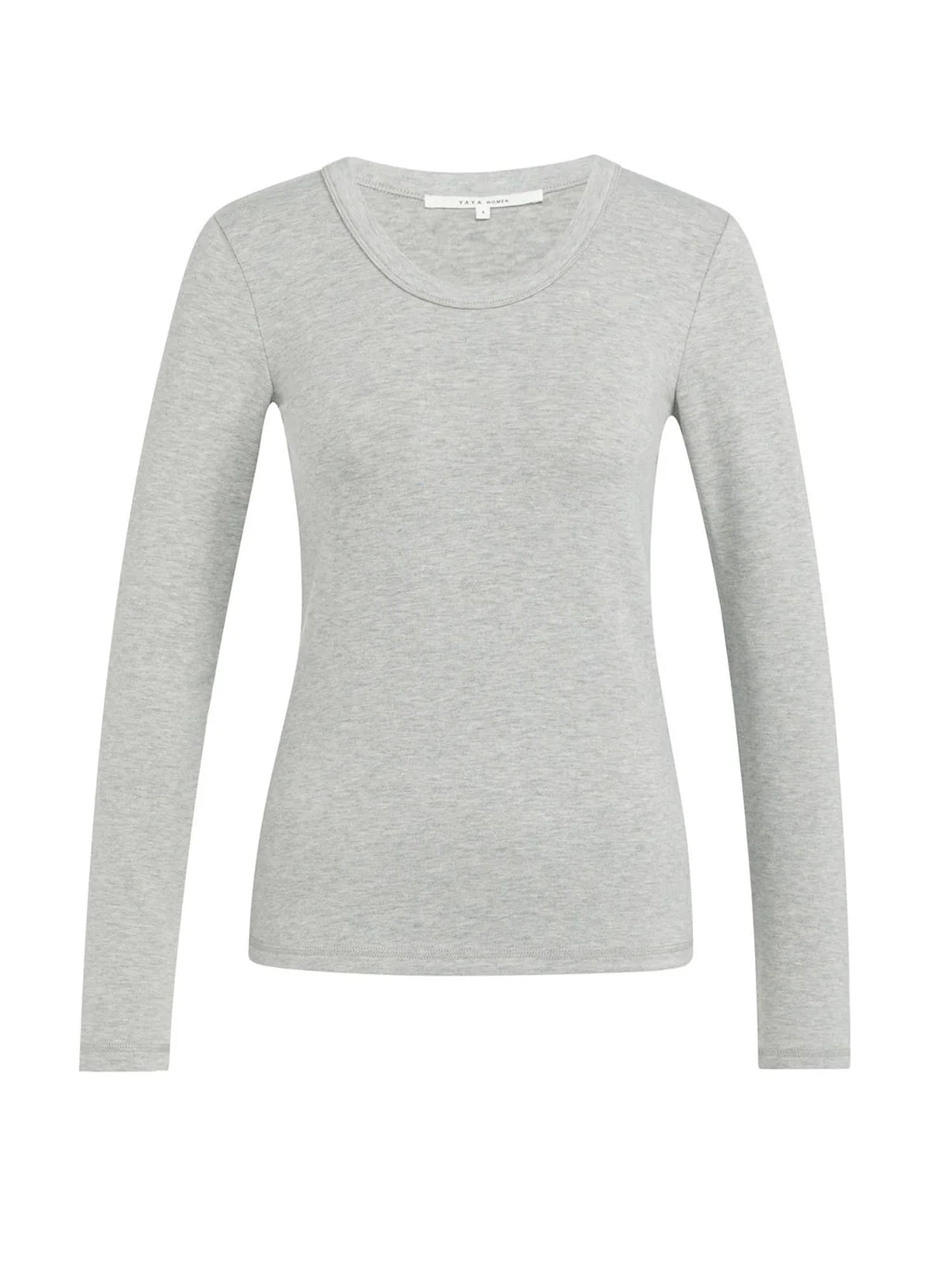 Round Neck Long Sleeve T-Shirt : Vapor Blue Grey Melange 442032
