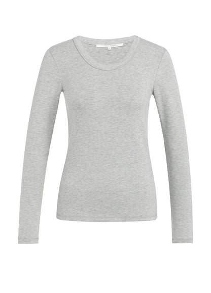 Round Neck Long Sleeve T-Shirt : Vapor Blue Grey Melange 442032
