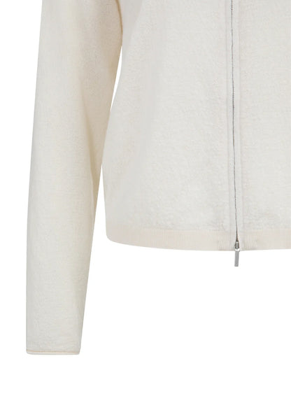 Textured Cardigan High Neck Wi : Kit Beige 99044