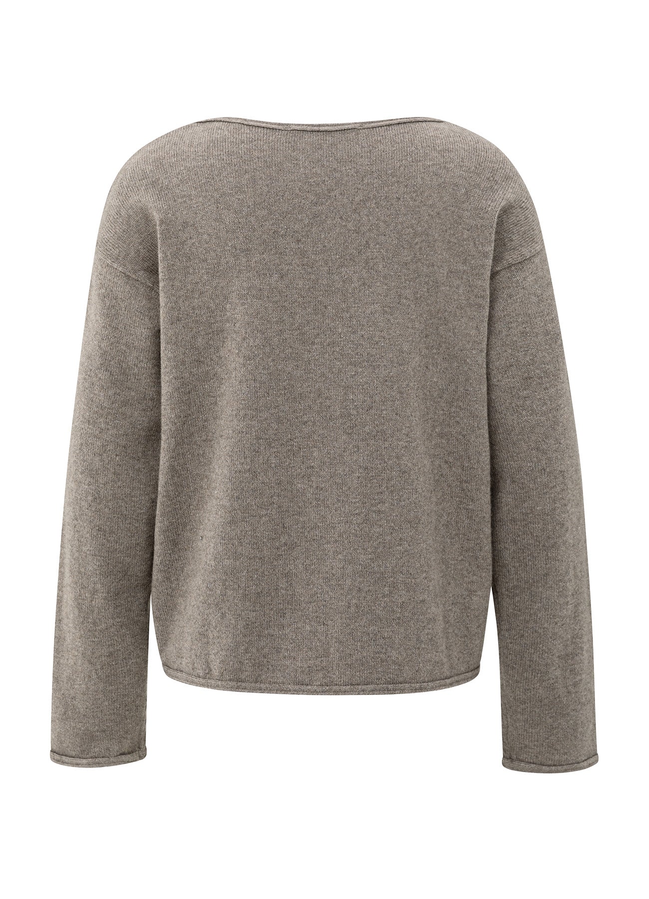 Boatneck Sweater With Fringes : Brown Melange 990172