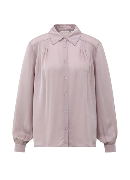 Blouse With Pleated Details : Cloud Gray Purple 80307