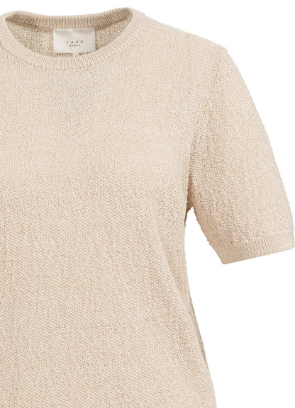 Textured Sweater Short Sleeve : Desert Beige Dessin 990521