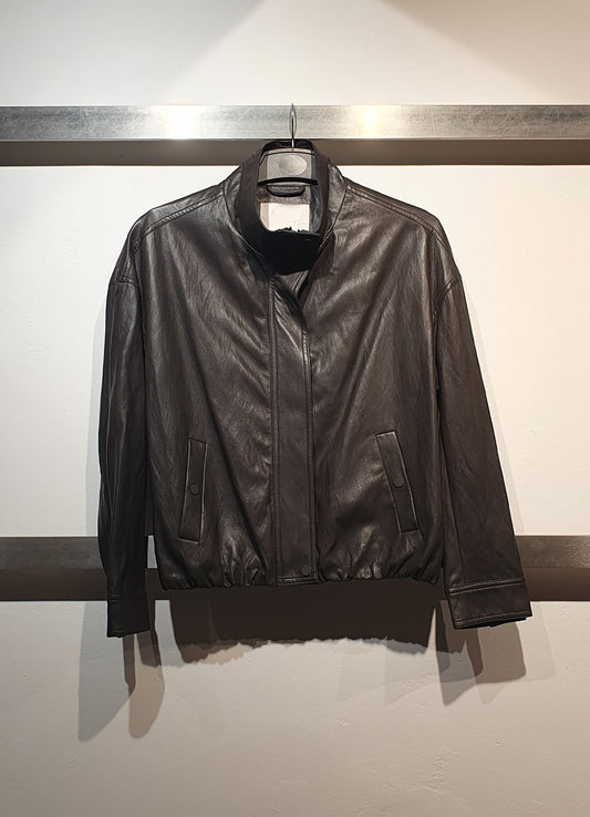 Faux Leather Jacket With Baloo : Anthracite Brown 99029