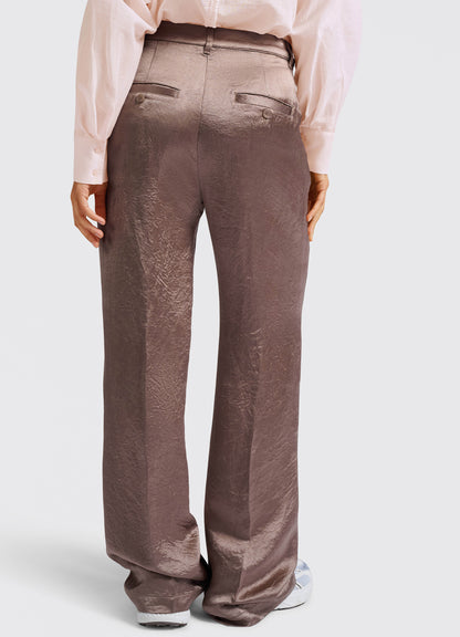 Satin Wide Leg Trousers : Caribou Brown 81017