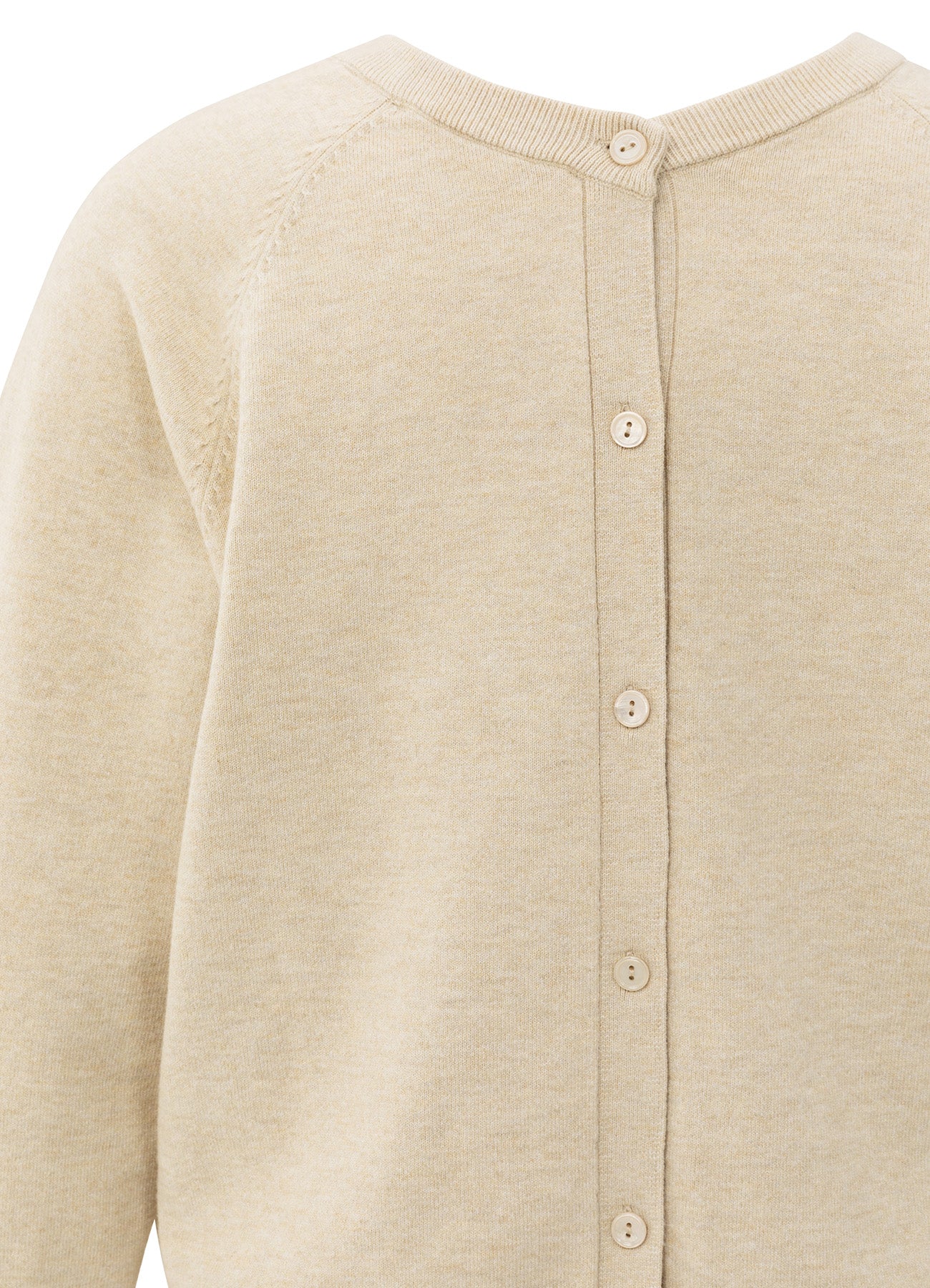 Double V-Neck Sweater With But : Yellow Sand Beige Melange 99009