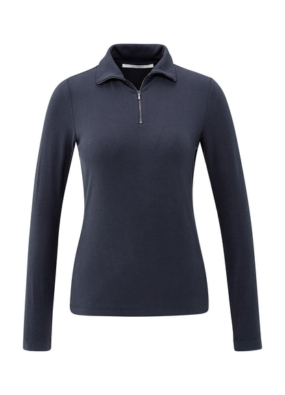 Long Sleeve Top With Zipper Collar : Collegiate Blue