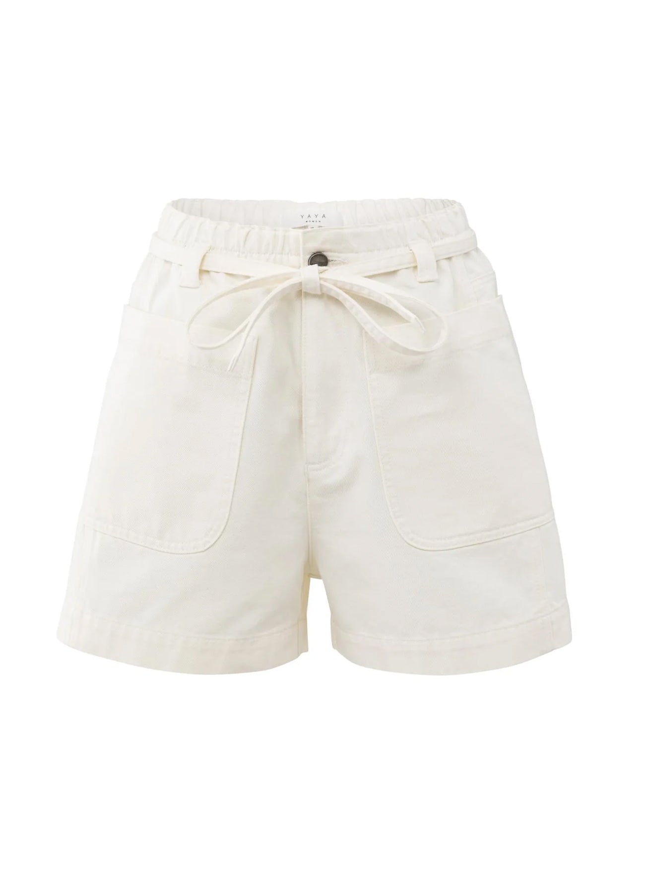 Garment Dye Woven High Waist Cargo Short : Off White 99983