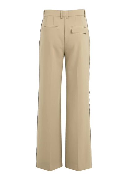 Woven Wide Leg Trousers With C : Khaki Green 99045