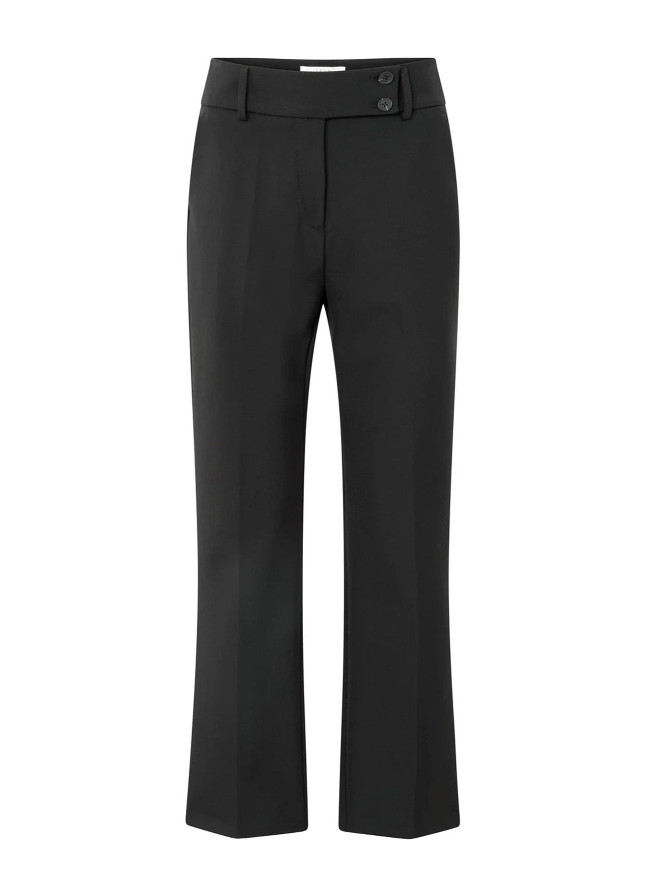 Jersey Scuba Straight Fit Trousers With Fancy Waistband : Black 00000