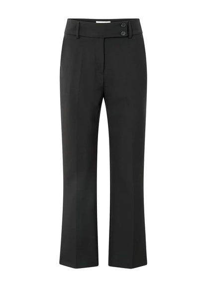 Jersey Scuba Straight Fit Trousers With Fancy Waistband : Black 00000