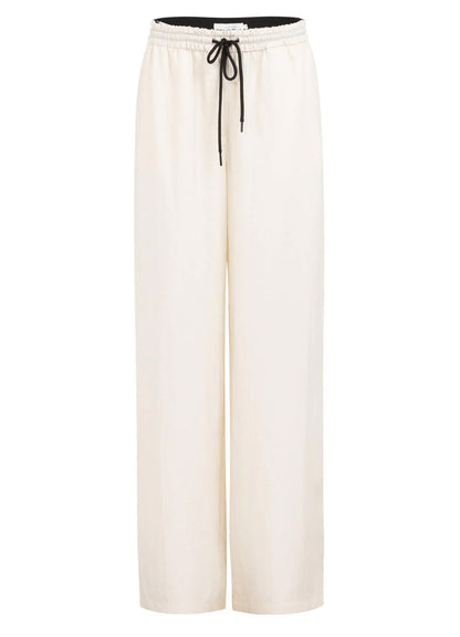 Woven Wide Leg Trousers With Contrast Flatlock Detail - L32 : Cloud Creme White 99067