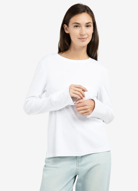 Long Sleeve Jersey Top With Wo : Pure White 00000