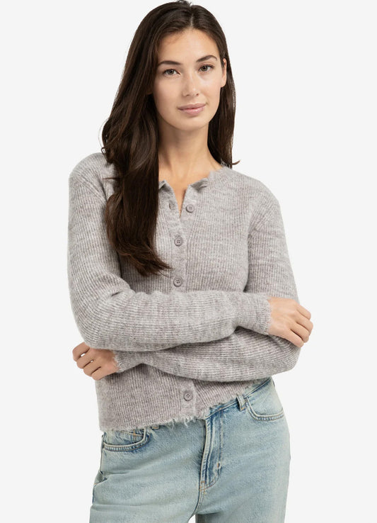 Cardigan In Melange Yarn : Taupe Grey Melange 00001