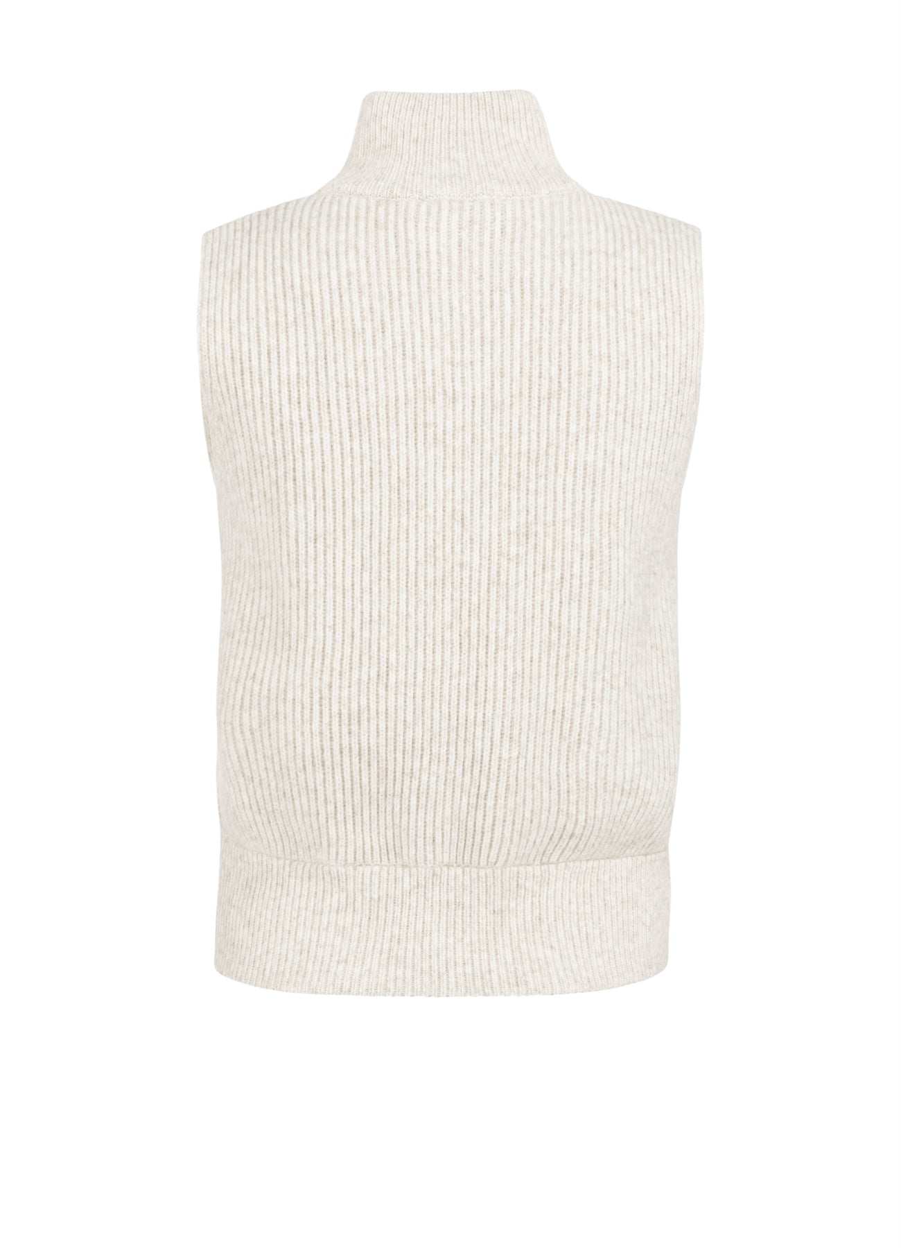 Knitted Sleeveless Cardigan With Zipper : Heather Grey Melange 990402
