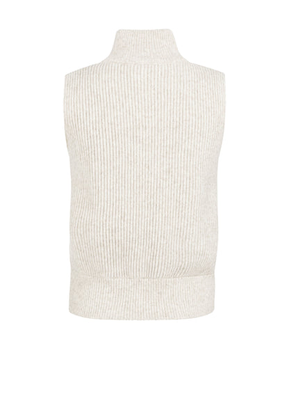 Knitted Sleeveless Cardigan With Zipper : Heather Grey Melange 990402