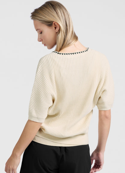 Rib Cardigan With Fun Detail At Placket : Summer Sand 20908