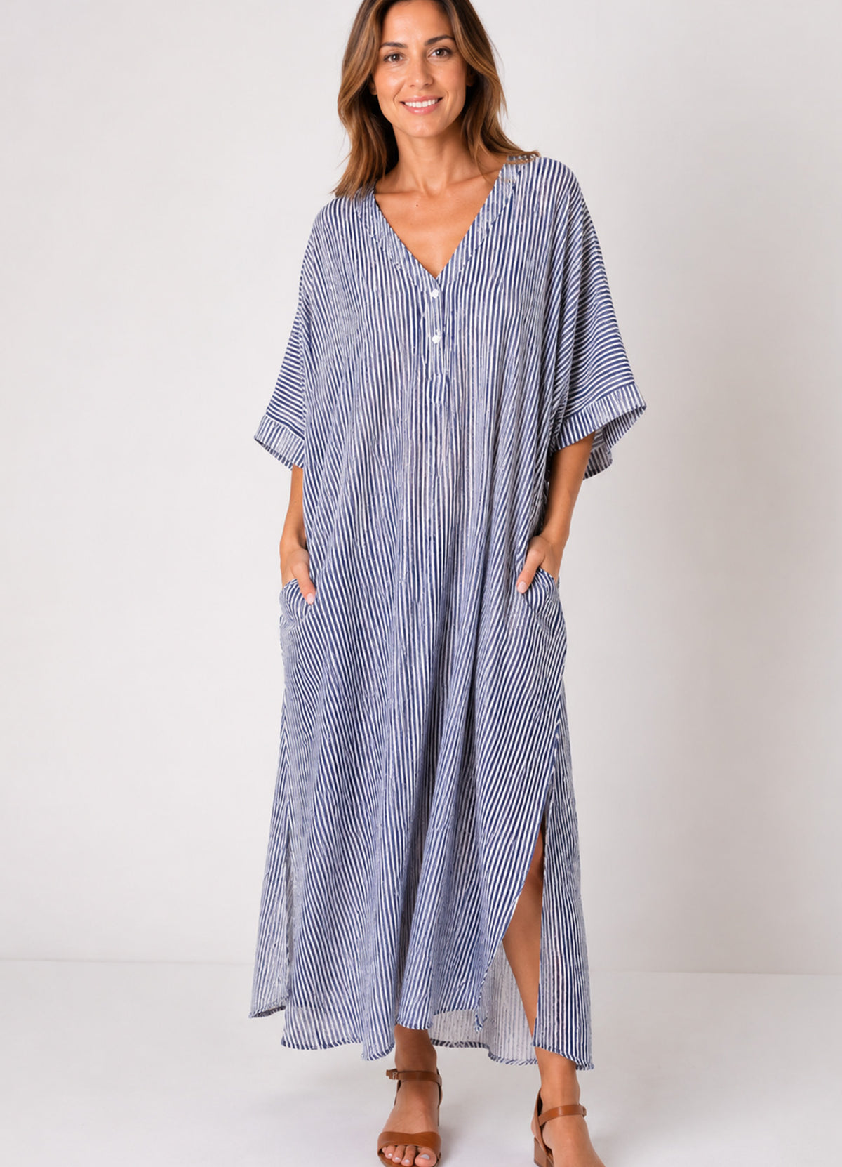 Robe Housse Longue Avec Poches : 0550 Bleu Fonce