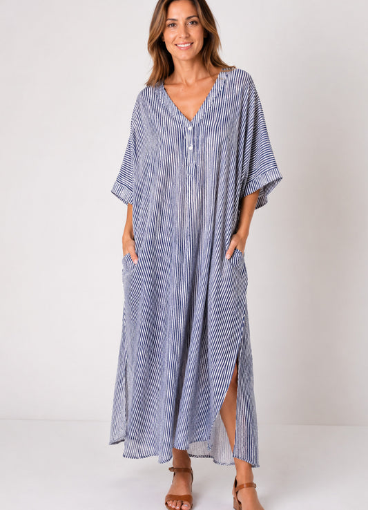 Robe Housse Longue Avec Poches : 0550 Bleu Fonce