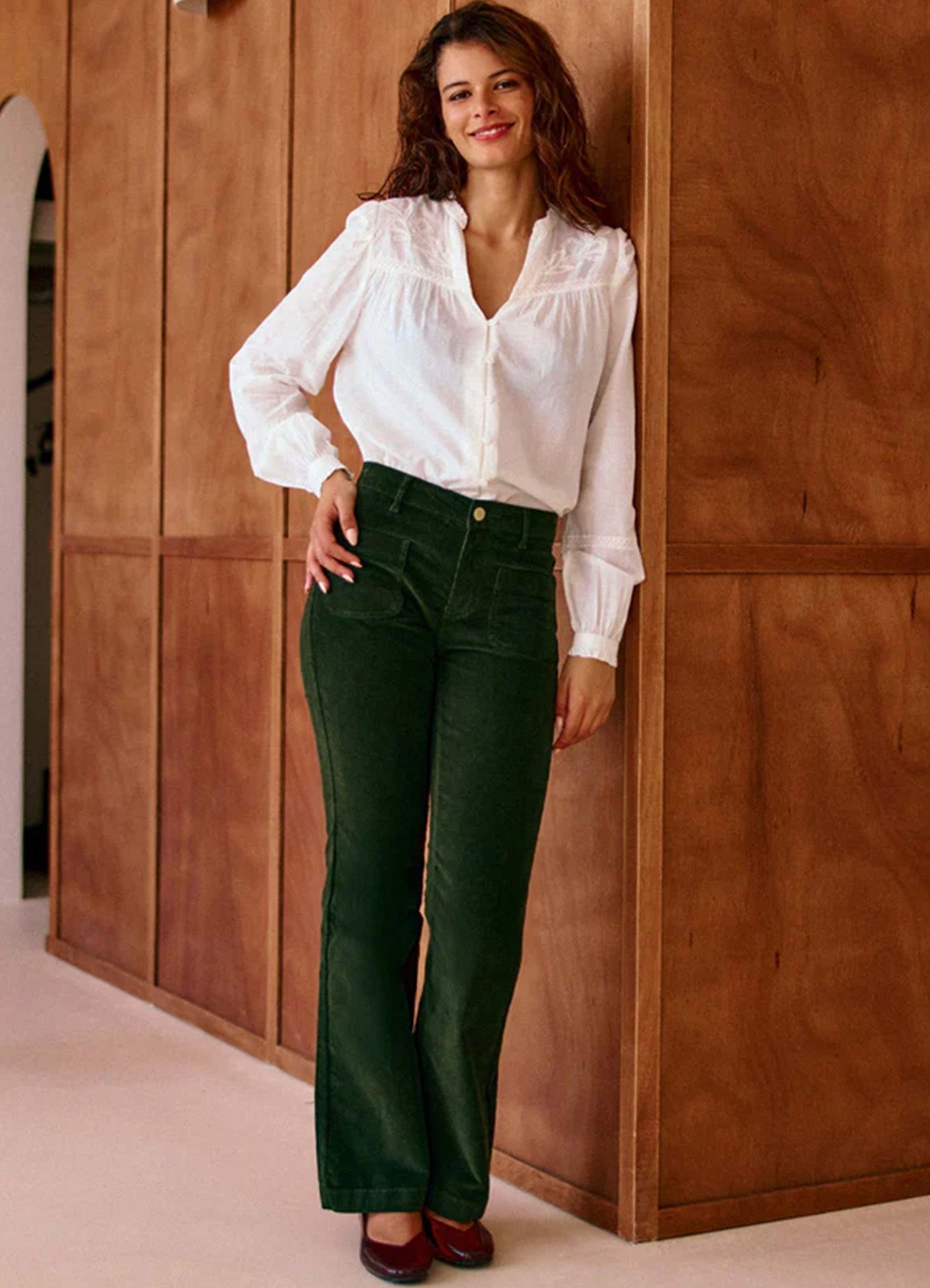 Pantalon Velours : 17-Kaki