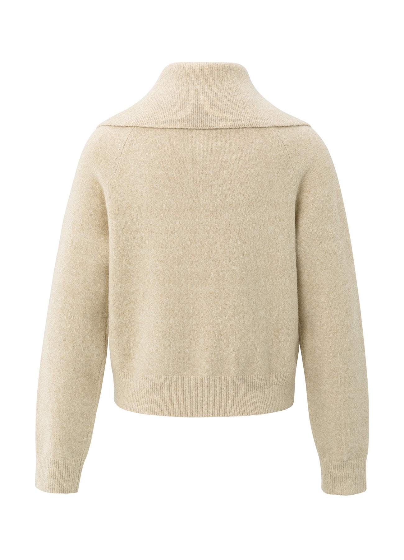 Cardigan With Zipper And Wide : Yellow Sand Beige Melange 99009