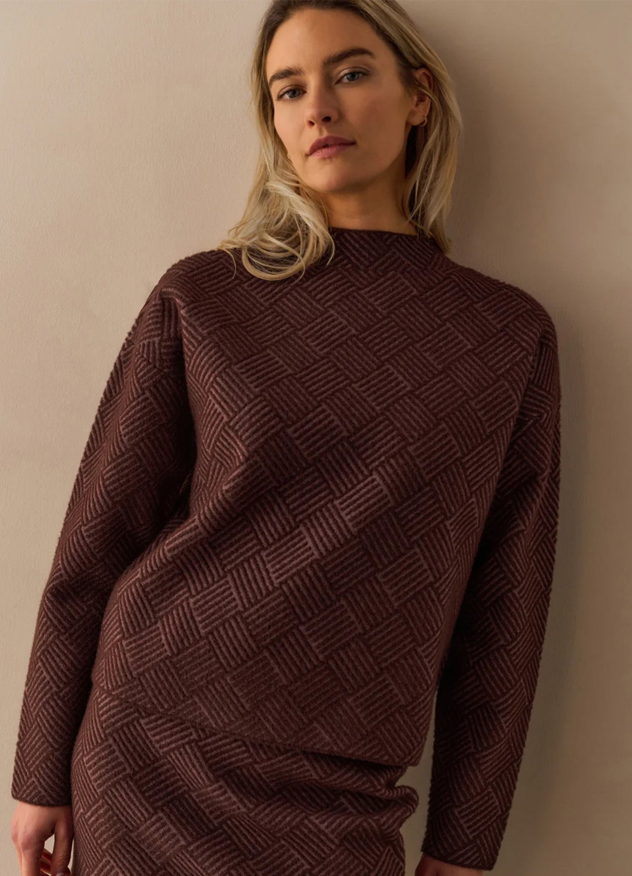 Jaquard Sweater Ls : Fudge Purple Dessin 53802
