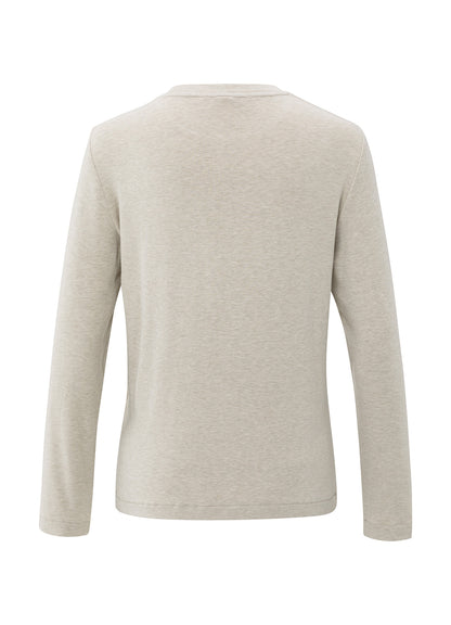 Long Sleeve Heavy Weight Jersey Top : Almond Milk Beige Melange