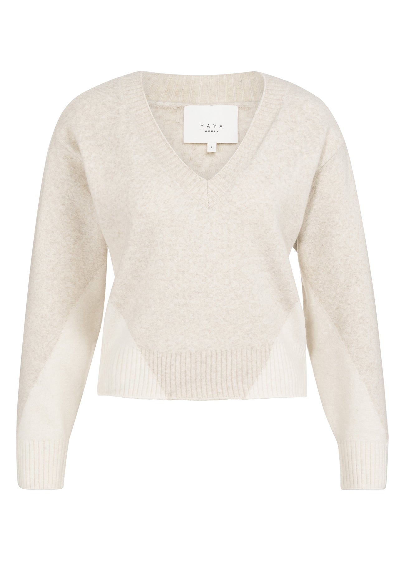 V-Neck Colorblock Sweater Ls : Heather Grey Dessin 990401