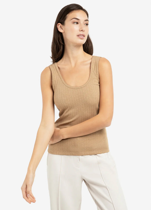 Rib Singlet With Fancy Edge : Khaki Green Melange 990452